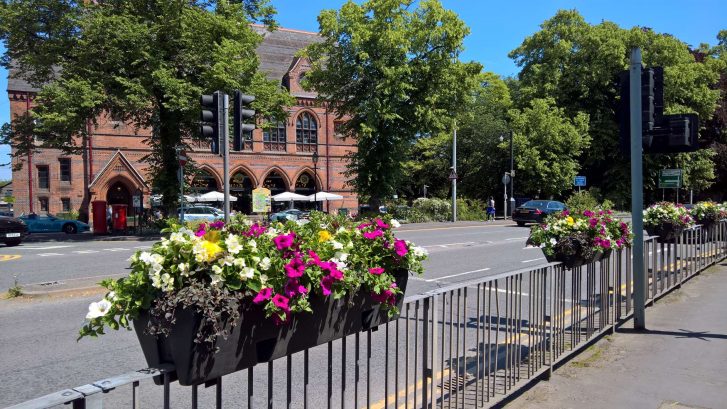 Flower Planters on a Roadside Barriers