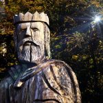 Wooden chainsaw carving of King Canute