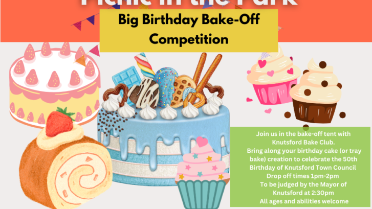 Flyer showing pictures of cakes and bunting