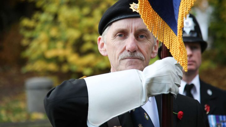 A picture of a gentleman taking part in a Remembrance Day Parade