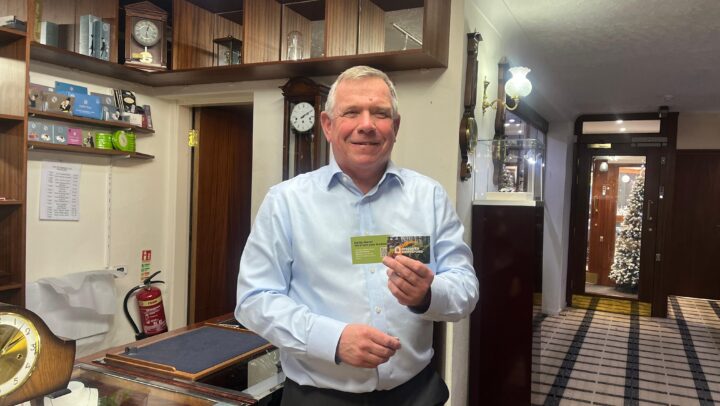 David Jones of King Street based jewellers PR Jones with the Discover Knutsford business card survey
