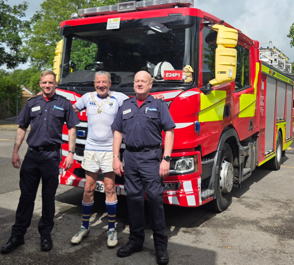 The Mayor with firefighters from Knutsford Fire Station