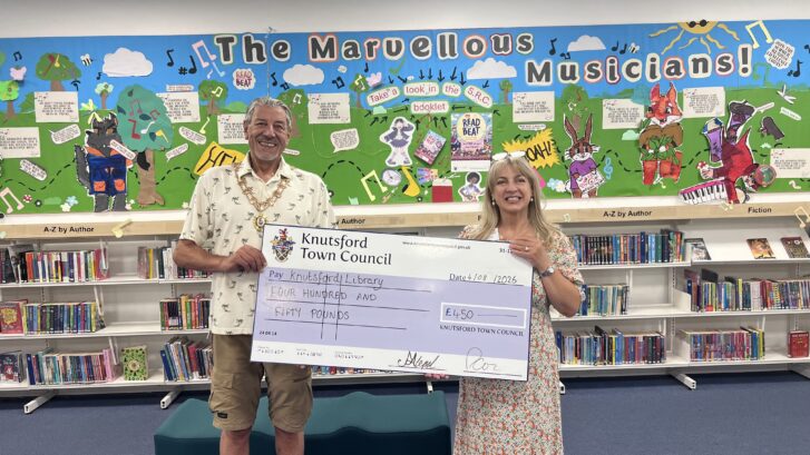 Knutsford Town Mayor Councillor Peter Coan with Knutsford Librarian, Lise Hough